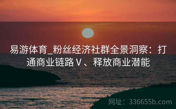 易游体育_粉丝经济社群全景洞察：打通商业链路Ⅴ、释放商业潜能