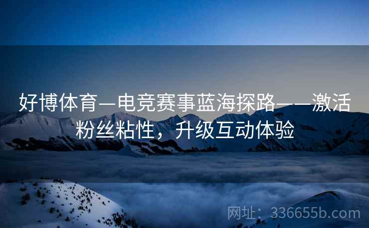 好博体育—电竞赛事蓝海探路——激活粉丝粘性，升级互动体验